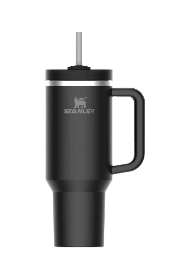 Quencher H2.0 FlowState Vacuum Insulated Tumbler – 40oz Black Stainless Steel Travel Mug with Leakproof Lid and Reusable Straw – Double-Walled, BPA-Free & Eco-Friendly – Keeps Drinks Hot for 7 Hours & Cold for 24 Hours – Durable, Portable, and Ideal for Work, Gym, or Outdoor Use