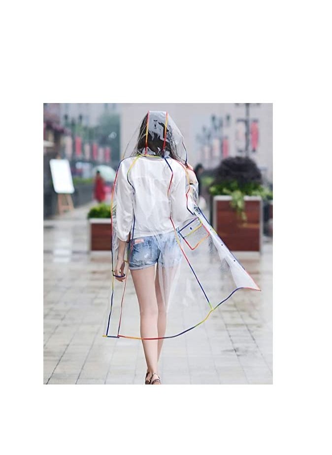 SYOSI - Raincoat Rain Poncho for Adults Transparent Raincoat for Women Rain Ponchos for Adult Waterproof Rain Jackets Reusable Raincoat EVA Jacket Packable Raincoat for Family Emergency Travel 1 Pack - Image 1