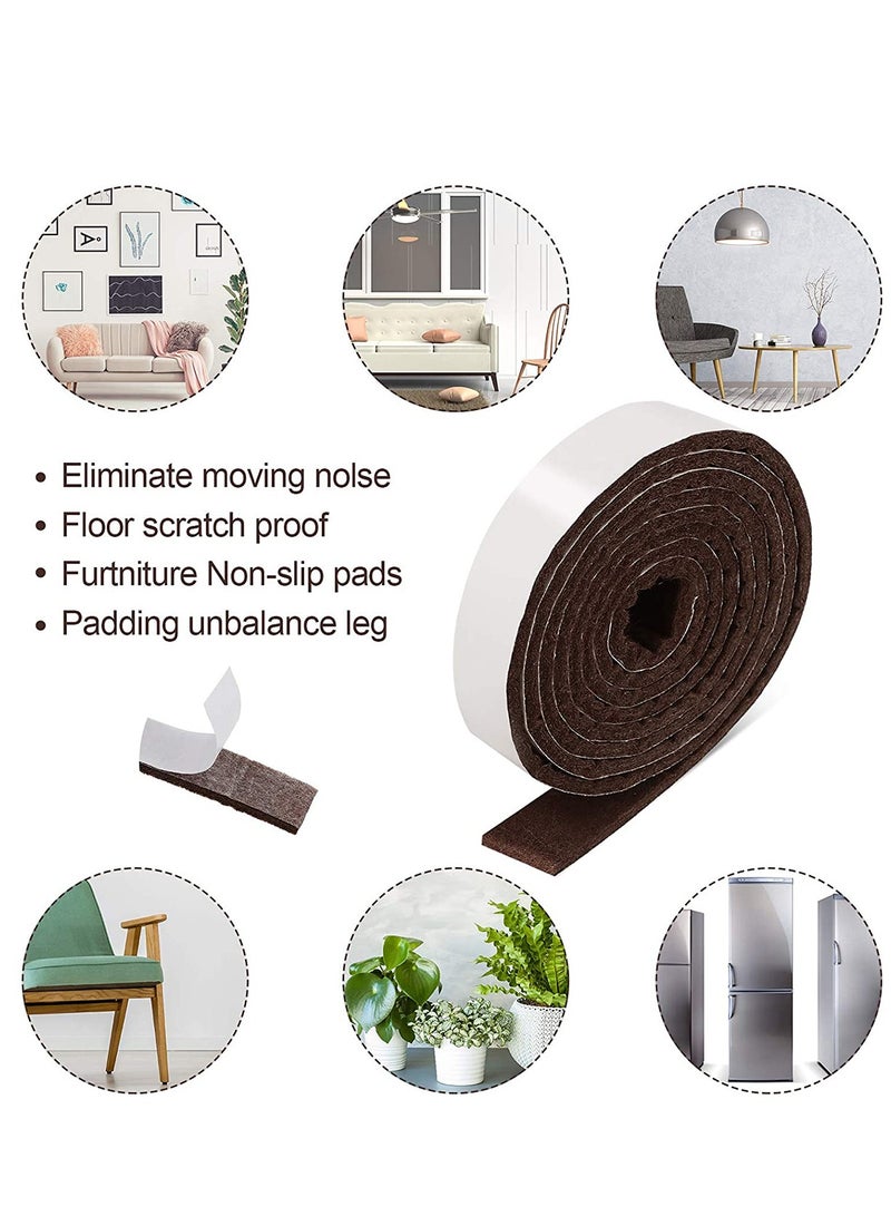 SOLARAE Self Stick Heavy Duty Felt Strips Self Adhesive Felt Tapes Polyester Felt Strip Rolls for Protecting Furniture and Freedom DIY Adhesive (4, Brown)1/2 x 60 Inch - Image 3