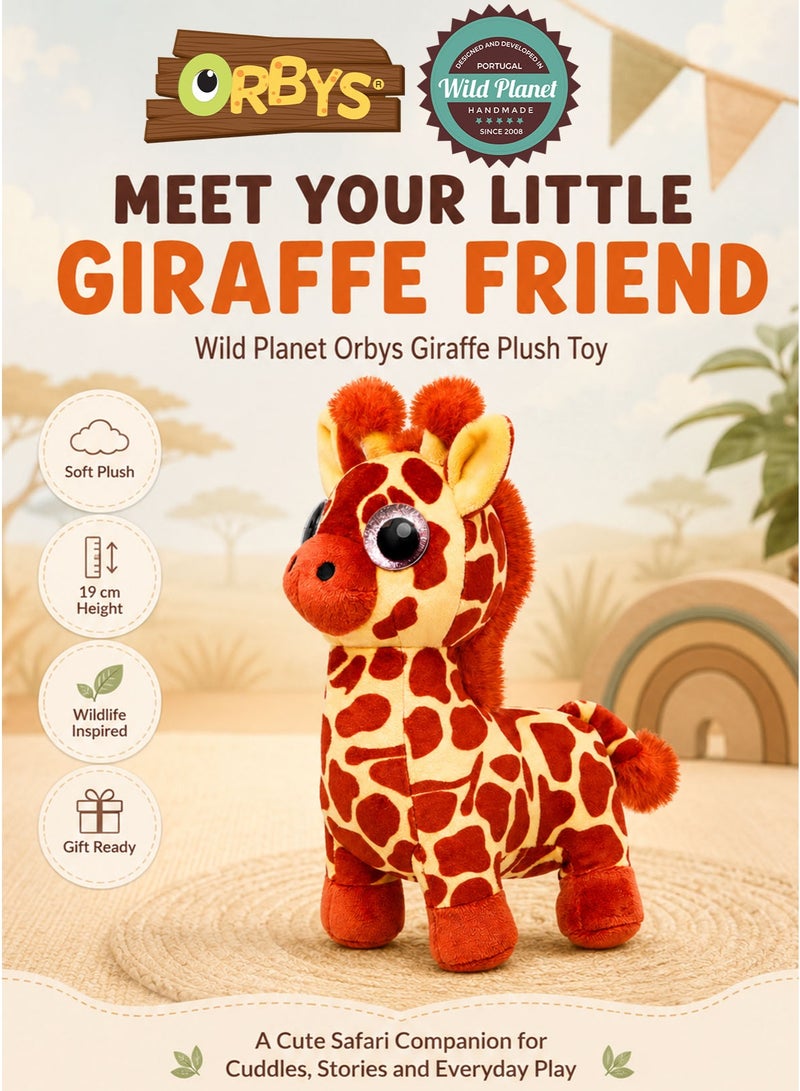 Wild Planet Orbys Giraffe Plush Toy 19 cm, Soft Stuffed Safari Animal with Sparkly Eyes, Brown and Beige Compact Cuddly Wildlife Character for Babies, Kids, Birthdays and Everyday Imaginative Play - Image 1