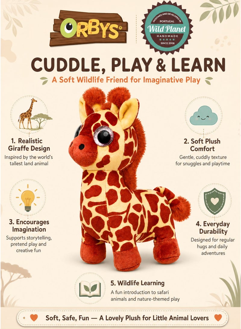 Wild Planet Orbys Giraffe Plush Toy 19 cm, Soft Stuffed Safari Animal with Sparkly Eyes, Brown and Beige Compact Cuddly Wildlife Character for Babies, Kids, Birthdays and Everyday Imaginative Play - Image 5