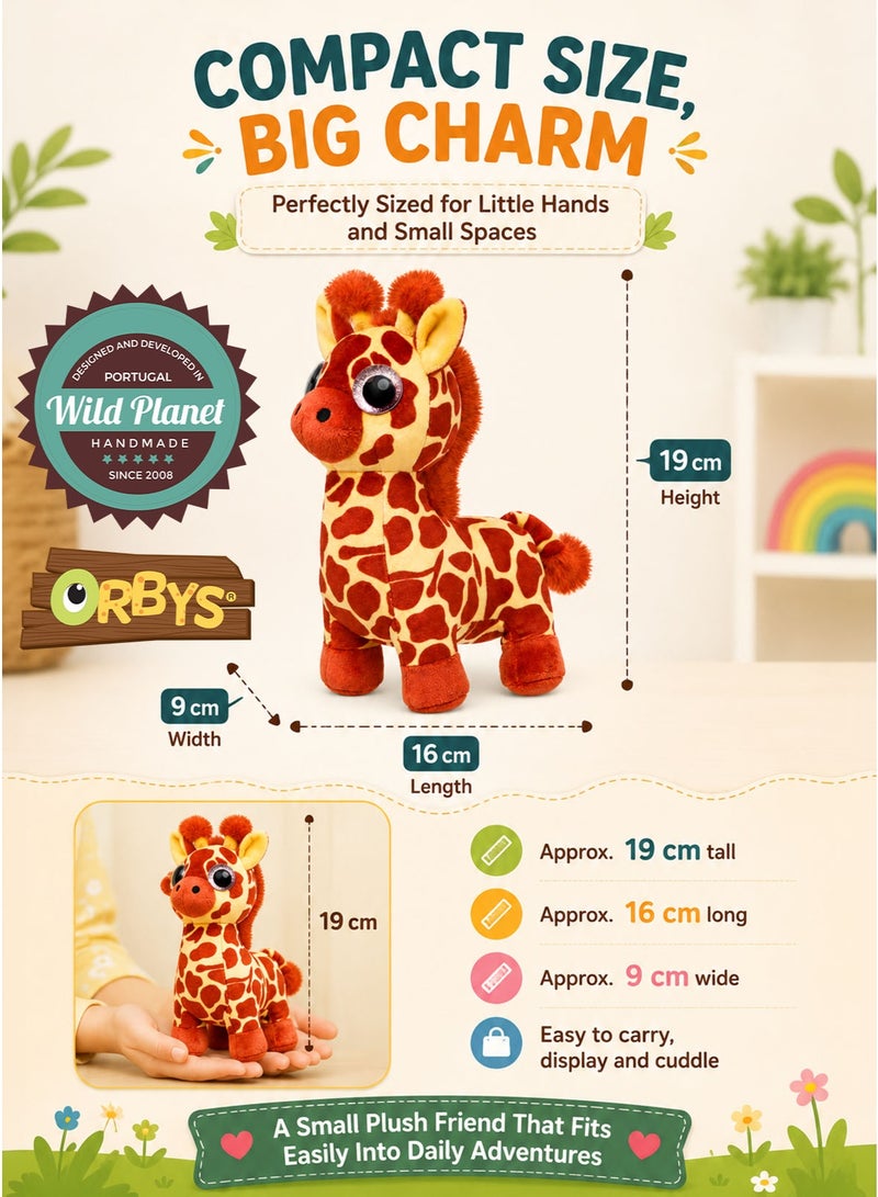 Wild Planet Orbys Giraffe Plush Toy 19 cm, Soft Stuffed Safari Animal with Sparkly Eyes, Brown and Beige Compact Cuddly Wildlife Character for Babies, Kids, Birthdays and Everyday Imaginative Play - Image 4