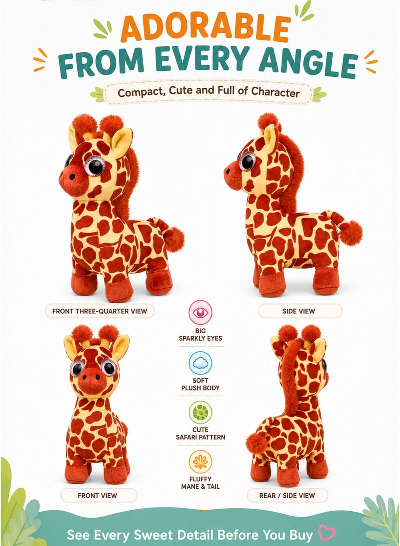 Wild Planet Orbys Giraffe Plush Toy 19 cm, Soft Stuffed Safari Animal with Sparkly Eyes, Brown and Beige Compact Cuddly Wildlife Character for Babies, Kids, Birthdays and Everyday Imaginative Play - Image 2