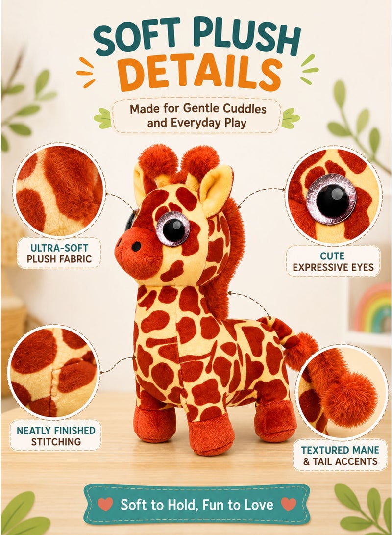 Wild Planet Orbys Giraffe Plush Toy 19 cm, Soft Stuffed Safari Animal with Sparkly Eyes, Brown and Beige Compact Cuddly Wildlife Character for Babies, Kids, Birthdays and Everyday Imaginative Play - Image 3