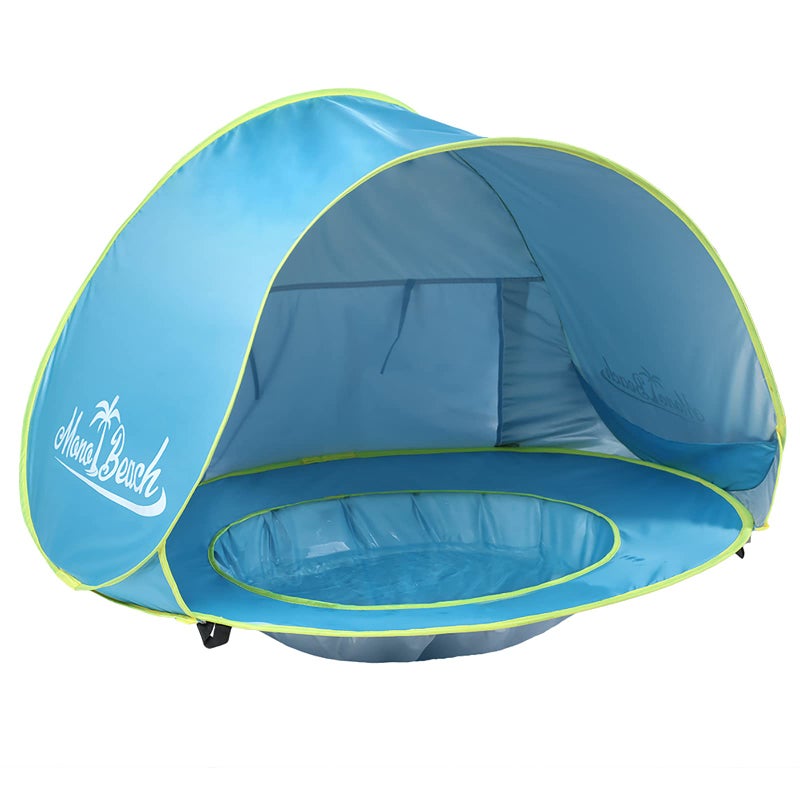 Monobeach Baby Beach Tent with Sun Hat Pop Up Portable Shade Pool UPF50+ UV Protection Sun Shelter for Infant with Easy Set Up Canopy (Blue) - Image 1