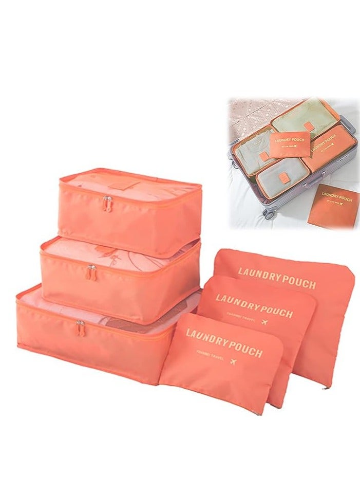 6 PCS Packing Cubes,Multi-functional Clothing Sorting Packages,Travel Carry On Luggage Organizers Storage Bags,Travel Packing Pouches (orange)  - Image 1