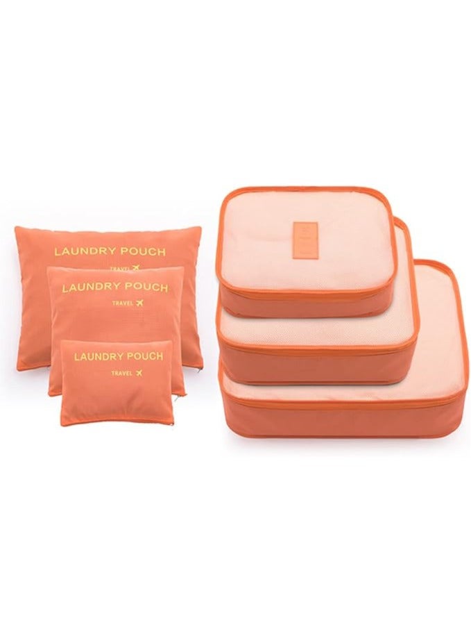 6 PCS Packing Cubes,Multi-functional Clothing Sorting Packages,Travel Carry On Luggage Organizers Storage Bags,Travel Packing Pouches (orange)  - Image 2