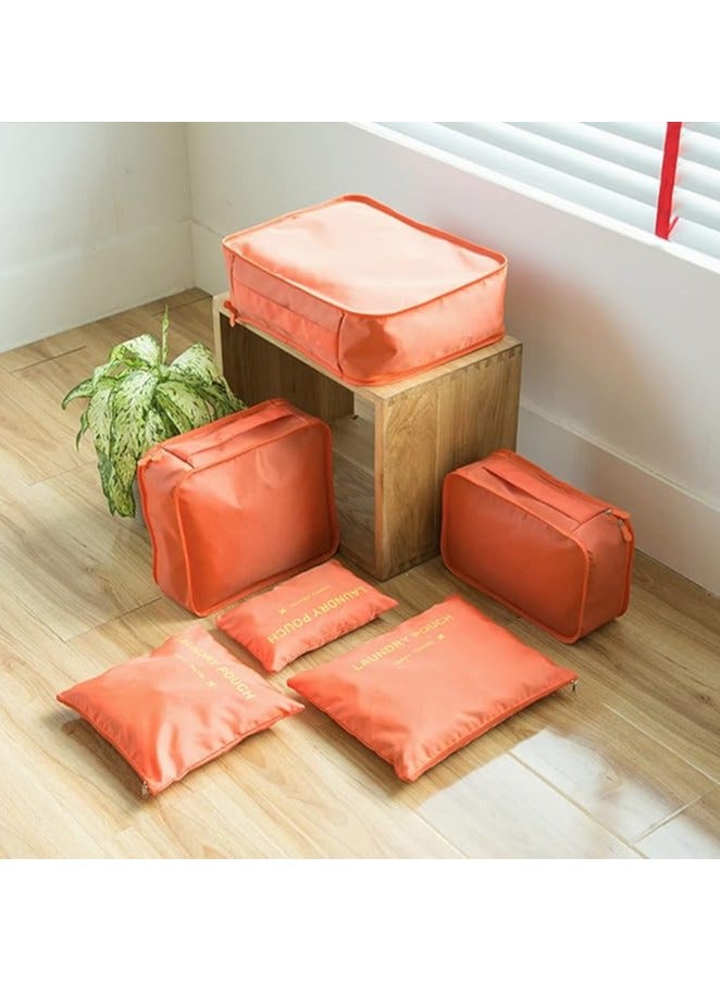 6 PCS Packing Cubes,Multi-functional Clothing Sorting Packages,Travel Carry On Luggage Organizers Storage Bags,Travel Packing Pouches (orange)  - Image 3