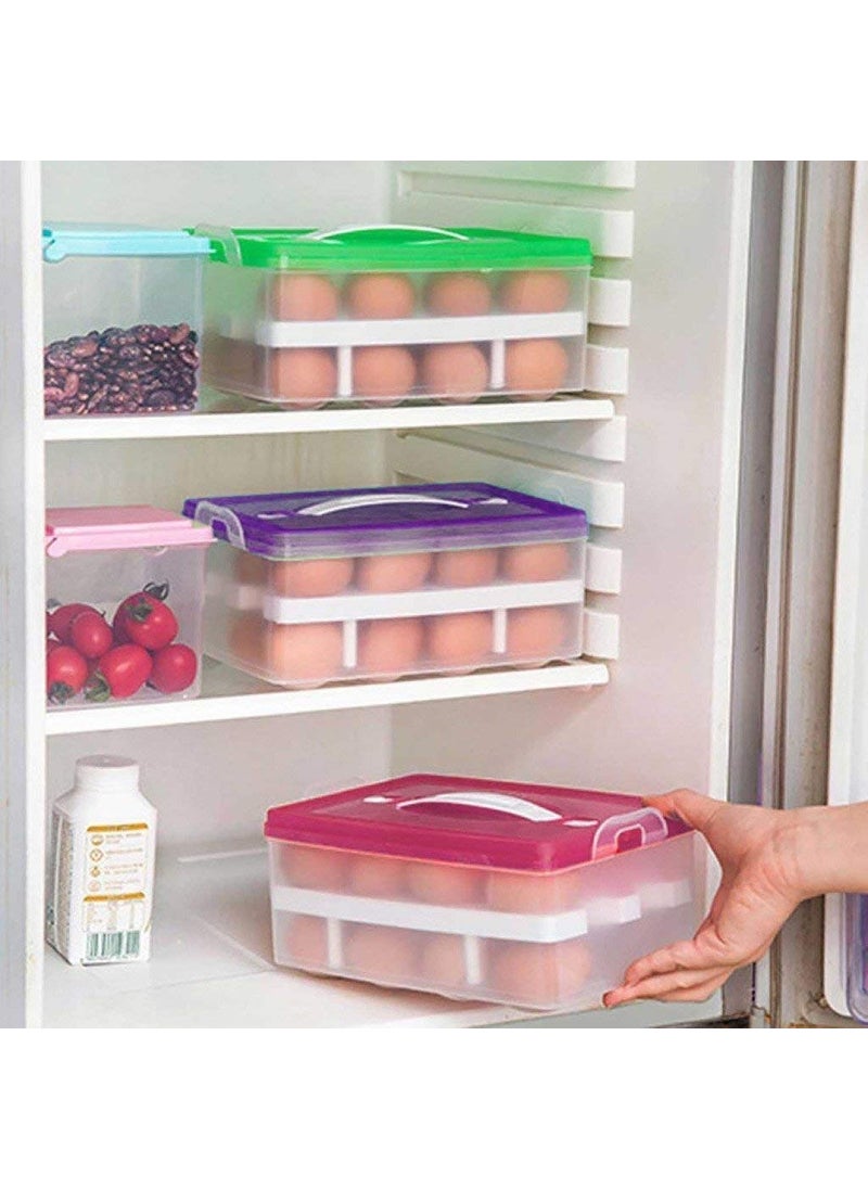 Brajin Brajin Double Layer All in One Egg Storage BoxFood Storage BoxVegetable Storage Basket32 Grid Egg Holder with Tray Plastic Carrier CasesDouble Layer Egg BoxMultiColor  - Image 5