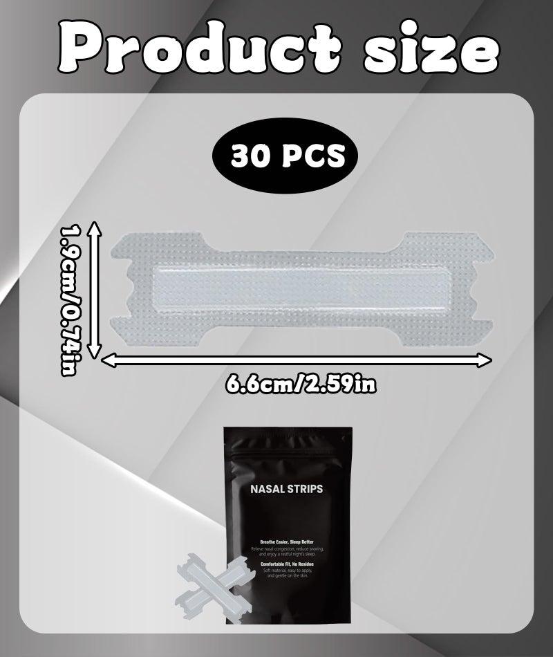 INIMAGINE 30 Pcs Mouth Tape for Sleeping, Nasal Strip, Snoring Stopper for Men, Breathing Nasal Strip Snoring Cessation Nasal Care and Anti Snoring Nasal Strips - Image 2
