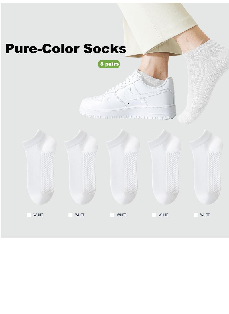 Men's Breathable Mesh Cotton Socks - 5 Pairs, Lightweight and Comfortable for Spring, Summer, and Fall