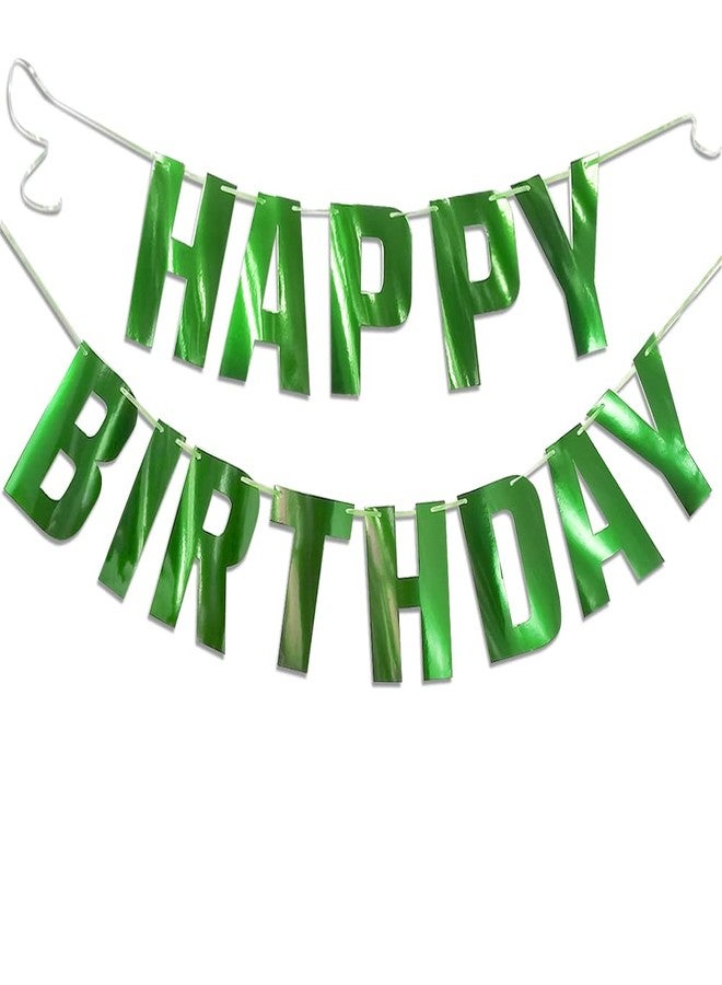 Letjolt Green Happy Birthday Banner Greenery Theme Party Decoration Garland Supplies Signs for Funny Birthday Nursery Hanging Décor 13pcs - Image 1