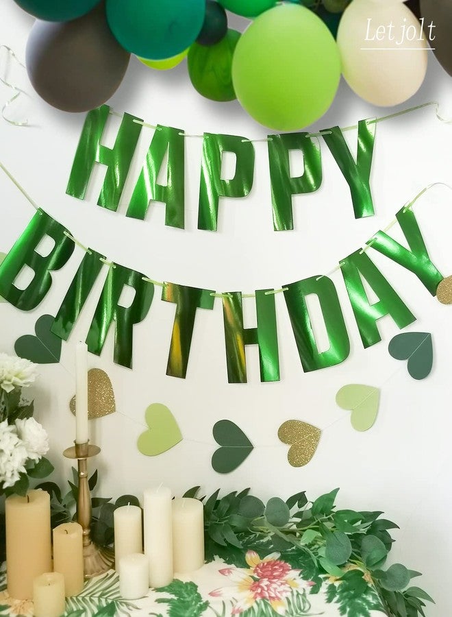 Letjolt Green Happy Birthday Banner Greenery Theme Party Decoration Garland Supplies Signs for Funny Birthday Nursery Hanging Décor 13pcs - Image 2