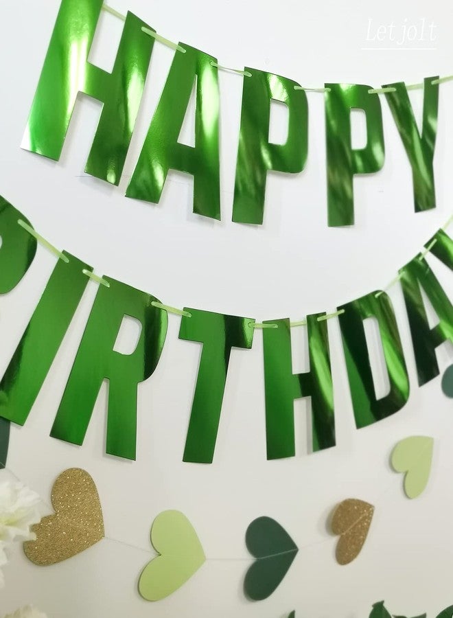 Letjolt Green Happy Birthday Banner Greenery Theme Party Decoration Garland Supplies Signs for Funny Birthday Nursery Hanging Décor 13pcs - Image 4