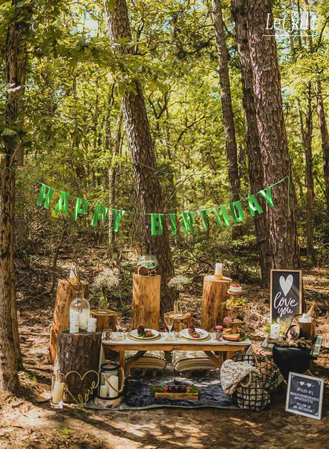 Letjolt Green Happy Birthday Banner Greenery Theme Party Decoration Garland Supplies Signs for Funny Birthday Nursery Hanging Décor 13pcs - Image 5