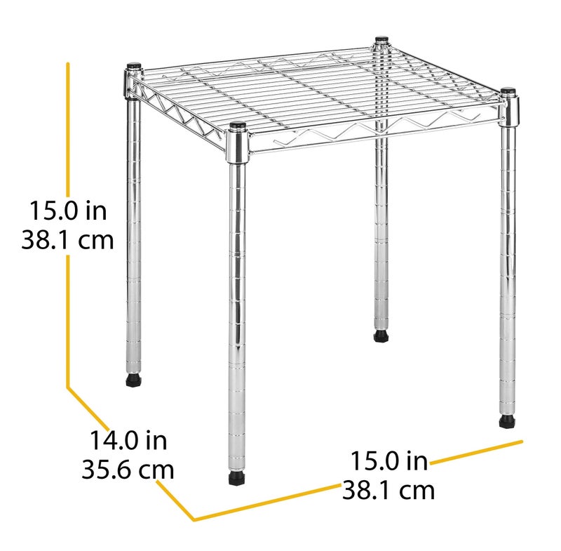 Whitmor 1 Tier Supreme Stacking Shelving Unit, Wire Metal Home Storage Organizer, 15" L x 14" W x 15" H, Chrome - Image 5