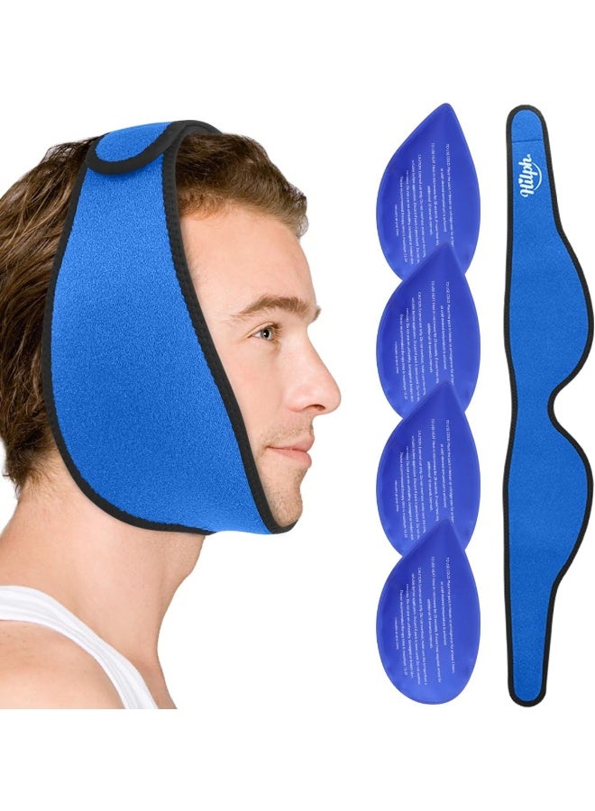 Hilph - Face Ice Pack Wisdom Teeth Ice Pack Head Wrap For Jaw Chin And Dental With 4 Hot Cold Packs For Teeth Removed, Dental Implants, Tmj Pain Blue - Image 1