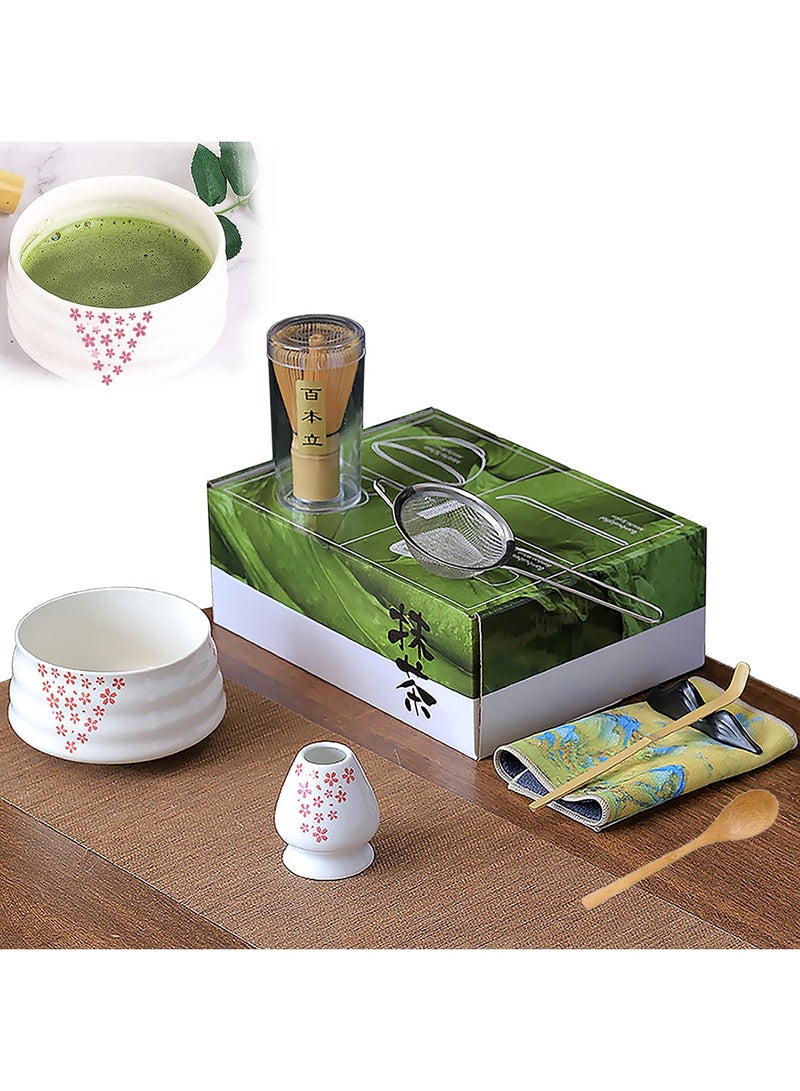 8 Piece Matcha Whisk Set Bamboo Matcha Tools with Matcha Bowl Tea Sifter Whisk Holder Scoop Matcha Tea Making Kit  - Image 1