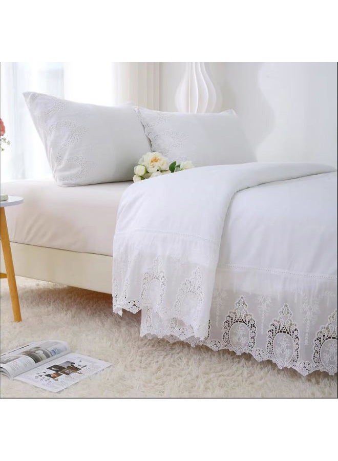 Meaning4 White Cutouts Lace Duvet Cover Openwork Laced Bedspread Battenburg Lacy Coverlet 100% Cotton Queen Size 1 Piece(Without Pillowcases) Luxury Elegant Look - Image 5