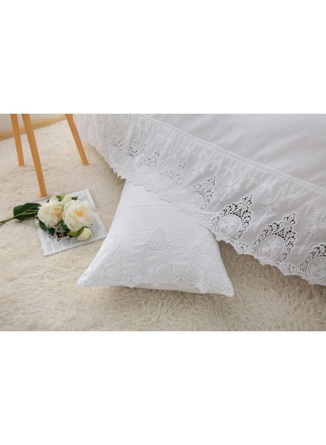 Meaning4 White Cutouts Lace Duvet Cover Openwork Laced Bedspread Battenburg Lacy Coverlet 100% Cotton Queen Size 1 Piece(Without Pillowcases) Luxury Elegant Look - Image 2