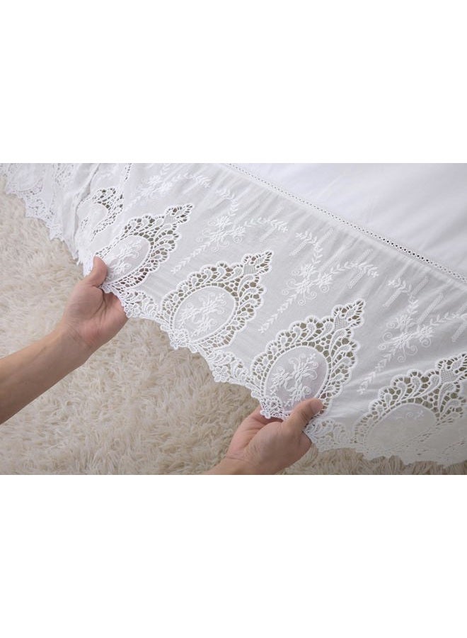 Meaning4 White Cutouts Lace Duvet Cover Openwork Laced Bedspread Battenburg Lacy Coverlet 100% Cotton Queen Size 1 Piece(Without Pillowcases) Luxury Elegant Look - Image 4