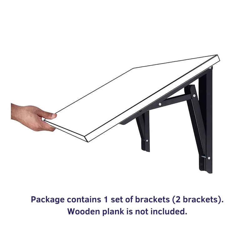 UPDESH Folding Shelf Brackets Heavy Duty Wall Mounted Support Black Metal Pack of 1 - Image 4
