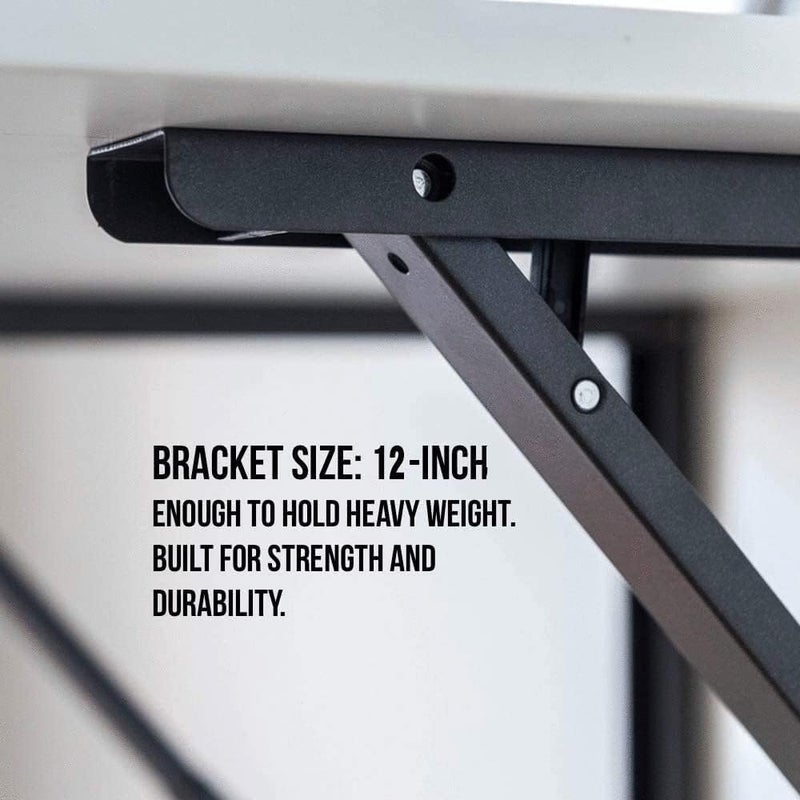 UPDESH Folding Shelf Brackets Heavy Duty Wall Mounted Support Black Metal Pack of 1 - Image 5