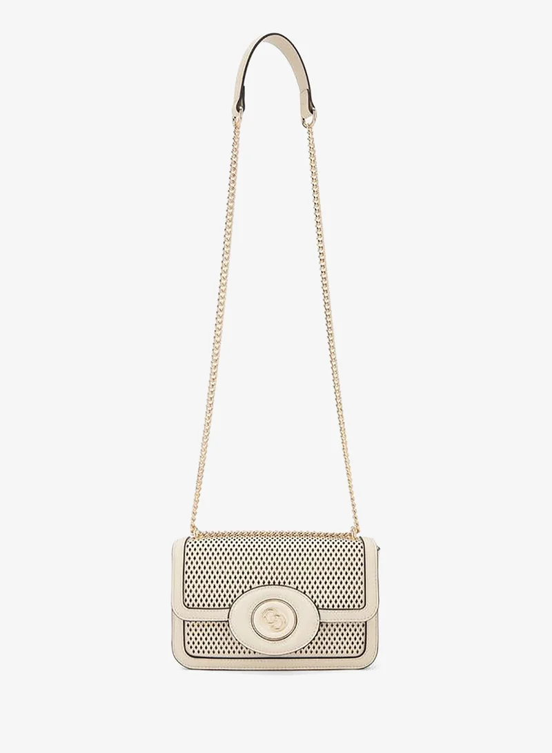 Celeste IVORY Textured Crossbody Bag With Chain Strap for Women | Best Price UAE