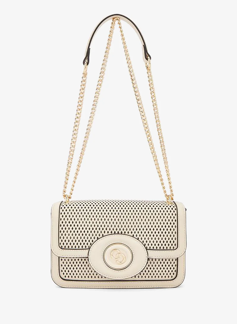 Textured Crossbody Bag With Chain Strap