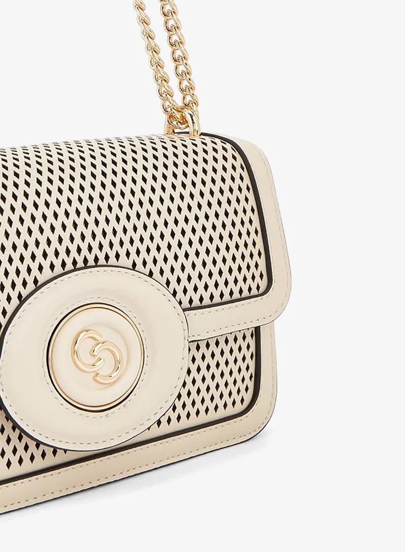 Celeste IVORY Textured Crossbody Bag With Chain Strap for Women | Best Price UAE