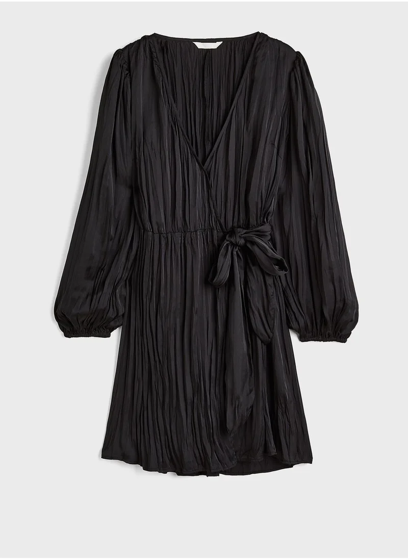 H&M Ballon Sleeve Wrap Detail Dress