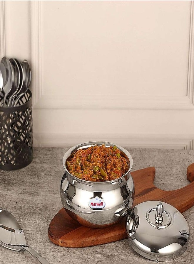 Marwall Stainless Steel Hand with Lid for Cooking & Serving (1500ml) - Image 3