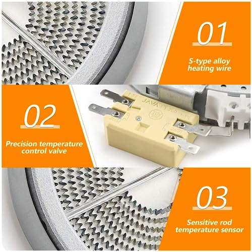 Funmit 6" 318178110 Radiant Surface Burner Element (Upgraded Version) Replacement for Frigi-daire Ken-more Range, 1200W 240V, Repalces Part # 1197487 AP3960308 PS1528719 EAP1528719 PD00000718 - Image 4