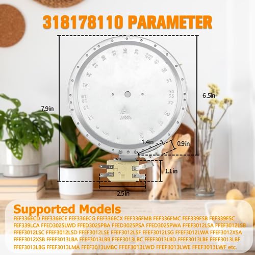 Funmit 6" 318178110 Radiant Surface Burner Element (Upgraded Version) Replacement for Frigi-daire Ken-more Range, 1200W 240V, Repalces Part # 1197487 AP3960308 PS1528719 EAP1528719 PD00000718 - Image 3