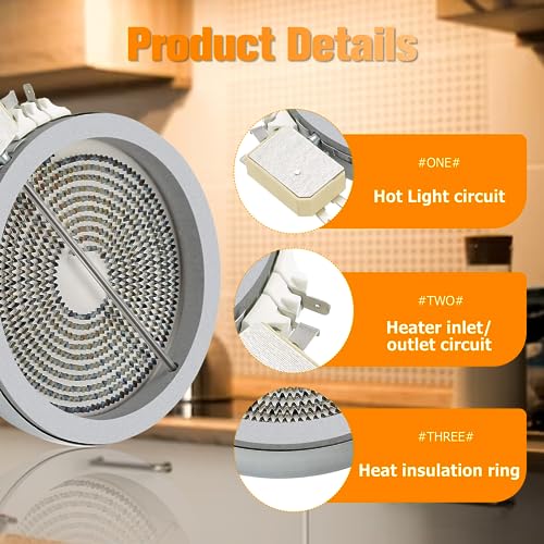 Funmit 6" 318178110 Radiant Surface Burner Element (Upgraded Version) Replacement for Frigi-daire Ken-more Range, 1200W 240V, Repalces Part # 1197487 AP3960308 PS1528719 EAP1528719 PD00000718 - Image 5