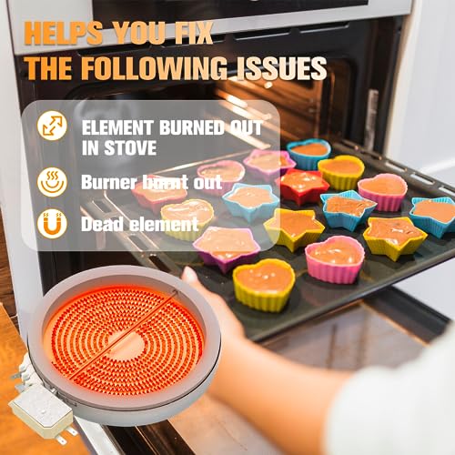 Funmit 6" 318178110 Radiant Surface Burner Element (Upgraded Version) Replacement for Frigi-daire Ken-more Range, 1200W 240V, Repalces Part # 1197487 AP3960308 PS1528719 EAP1528719 PD00000718 - Image 2