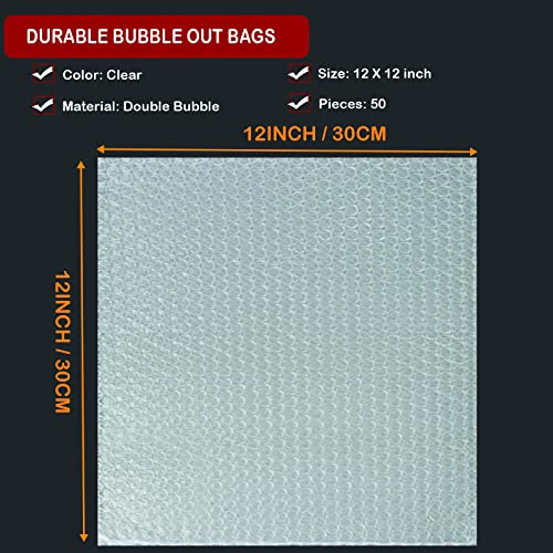 AODESTINY 50 Pcs Bubble Pouches Wrap - 12'x12' Clear Bubble Out Bags for Packing Fragile Dishes & China Plates - Image 2