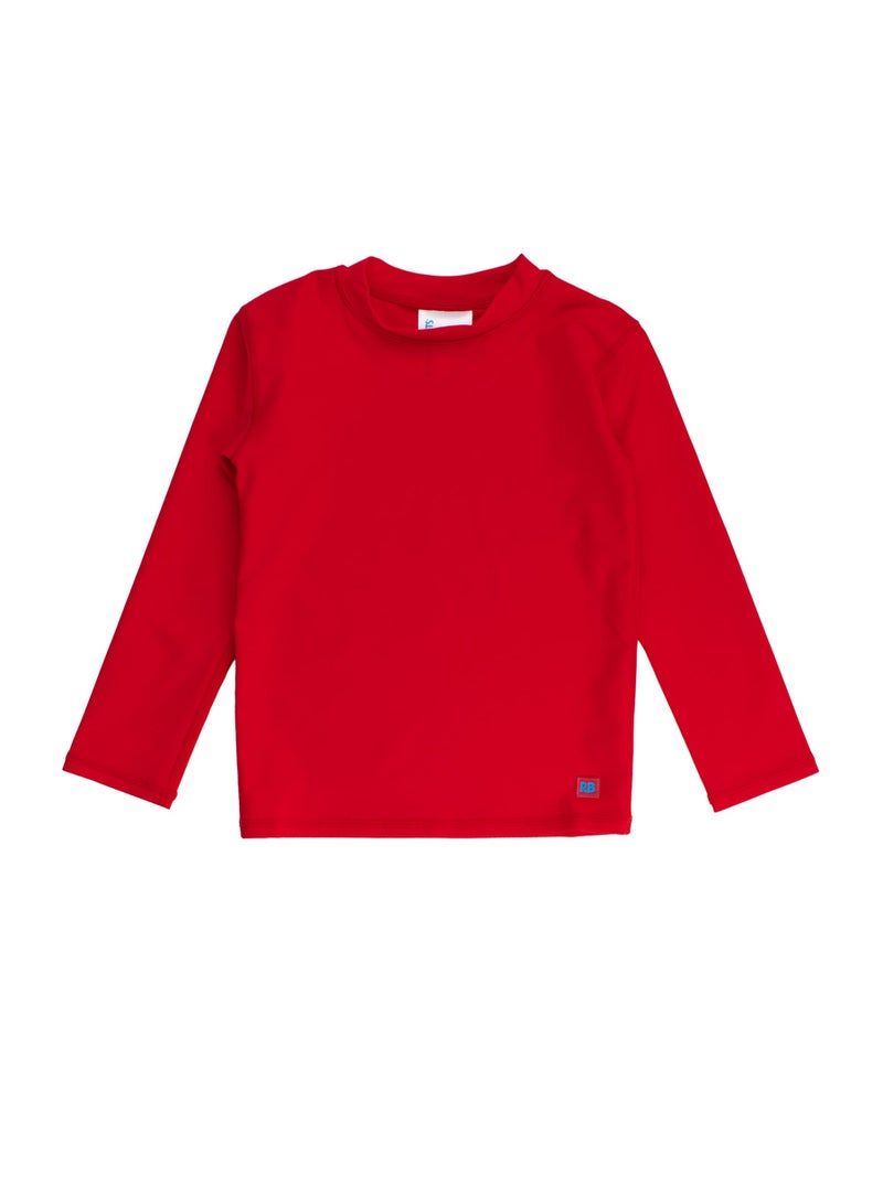 RUGGEDBUTTSÂ® Baby/Toddler Boys Long Sleeve Rash Guard Swim Shirt w/UPF 50+ - Vintage Red, 0-3m - Image 1