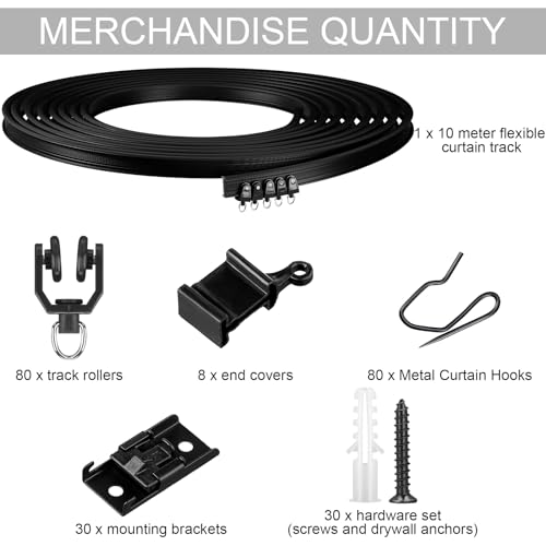Jetec Curtain Tracks Ceiling Flexible Curtain Track Bendable Rail Curved Wall Mounted for Living Room Bedroom Divider Rod RV(10 Meter/ 32.8 Feet,Black) - Image 2