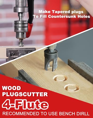 EZARC Countersink Drill Bit Set, 15 PCS Tapered Drill Bits Counter Sink Drill Bit with 2PCS Wood Plug Cutter 1/4" Hex Shank Quick Change for Woodworking with Storage Box - Image 4