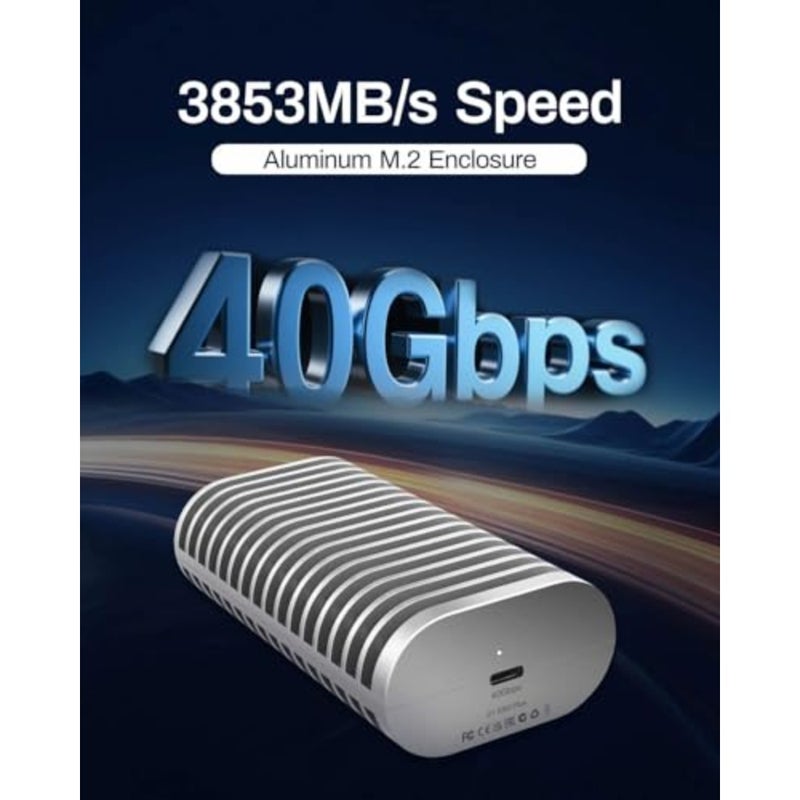 TERRAMASTER D1 SSD Plus NVMe Enclosure, 40Gbps, 3853MB/s, SSD Not Included 3853MB/s read, 3707MB/s write, Thunderbolt 5/4/3 and USB4, up to 8TB, fanless aluminum cooling, and free PC backup. - Image 2