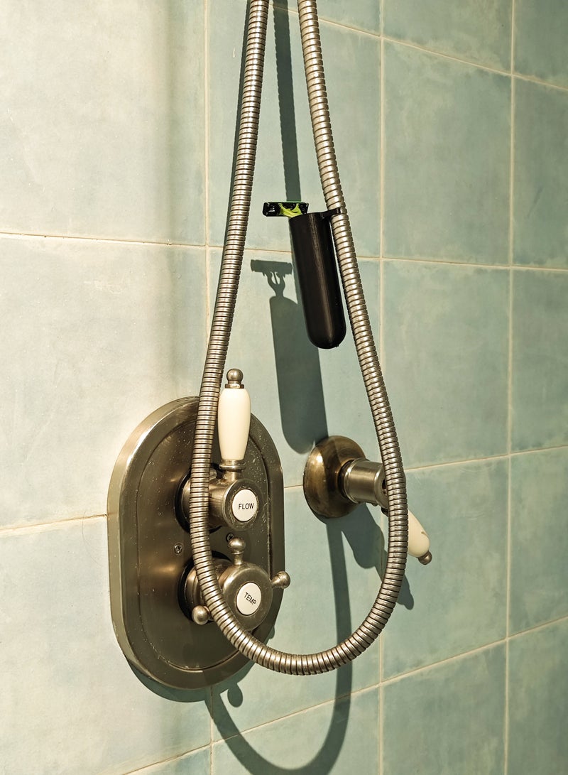 Hearth Blade Holder Fits Shower Hose to Store Razors or Toothbrush for Shower Comfort Easy Access Holes in Bottom to Allow Water to Pass Through - Image 4