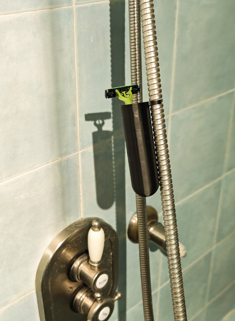 Hearth Blade Holder Fits Shower Hose to Store Razors or Toothbrush for Shower Comfort Easy Access Holes in Bottom to Allow Water to Pass Through - Image 5