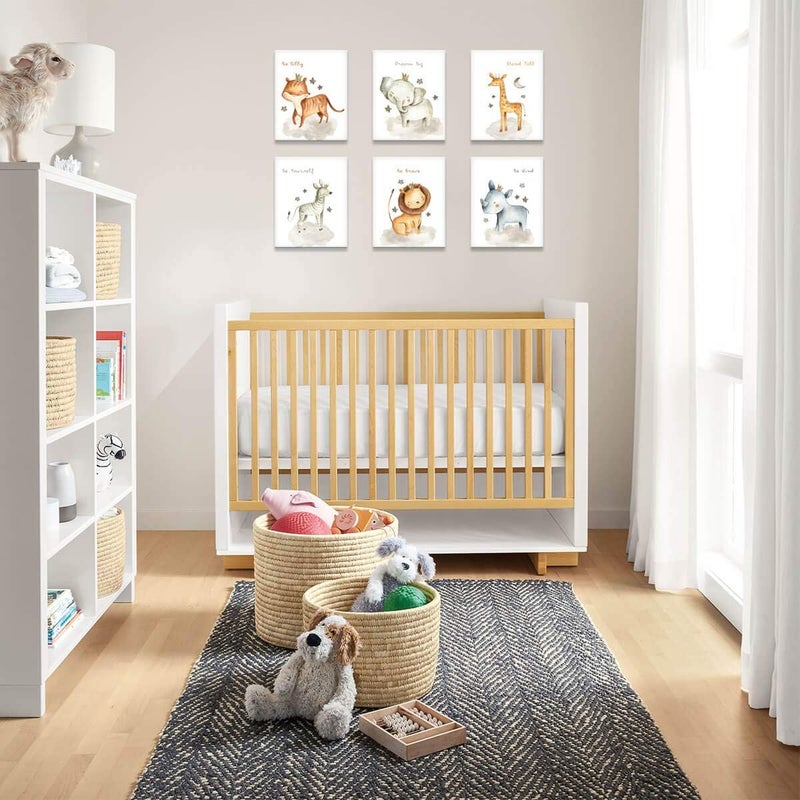 PulsatingFingertip Nursery Decor Cute Watercolor Animals Canvas Art Wall Decor Baby Room Decor Elephant Wall Decor Watercolor Fox Giraffe Rhino Zebra Lion Inspirational Wall Art Bedroom Decorations 12x16inches x3pcs - Image 3