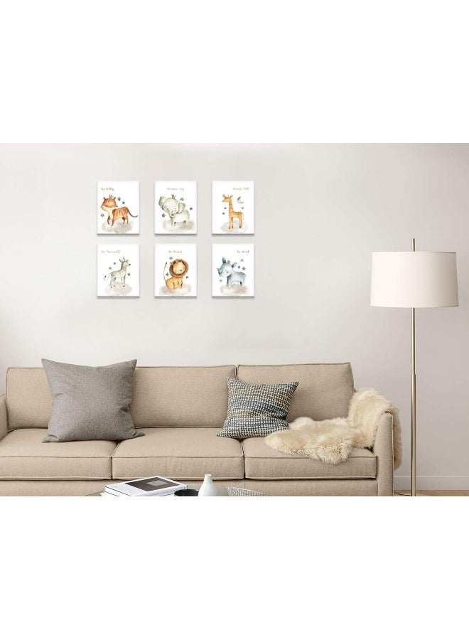 PulsatingFingertip Nursery Decor Cute Watercolor Animals Canvas Art Wall Decor Baby Room Decor Elephant Wall Decor Watercolor Fox Giraffe Rhino Zebra Lion Inspirational Wall Art Bedroom Decorations 12x16inches x3pcs - Image 4