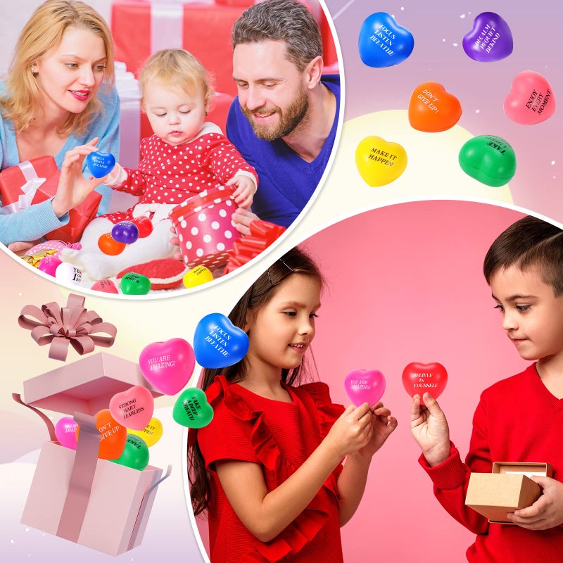 Jerify 100 Pcs Heart Stress Balls 1. 57'' Motivational Inspirational Colorful Stress Relief Foam Ball Anxiety Relief Toys For Kids Adults School Carnival Reward Valentine Gift - Image 5