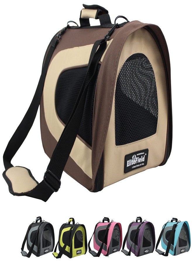 EliteField Deluxe Soft Pet Carrier (3 Year Warranty, Airline Approved), Multiple Sizes and Colors Available (20" L x 11" W x 11" H, Brown+Beige) - Image 1