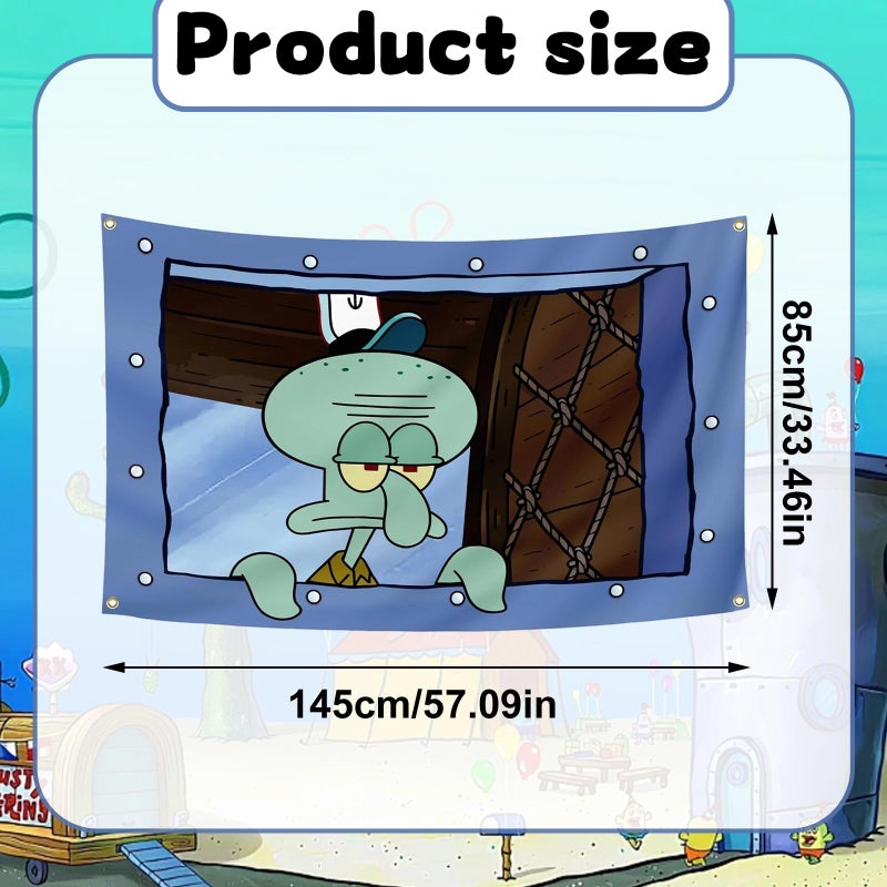 IIDEA Octopus Cartoon Funny Wall Tapestry Flag 5x3 Feet Durable Hanging Meme Banner with Brass Grommets for College Dorm Bedroom Man Caves Outdoor - Image 2