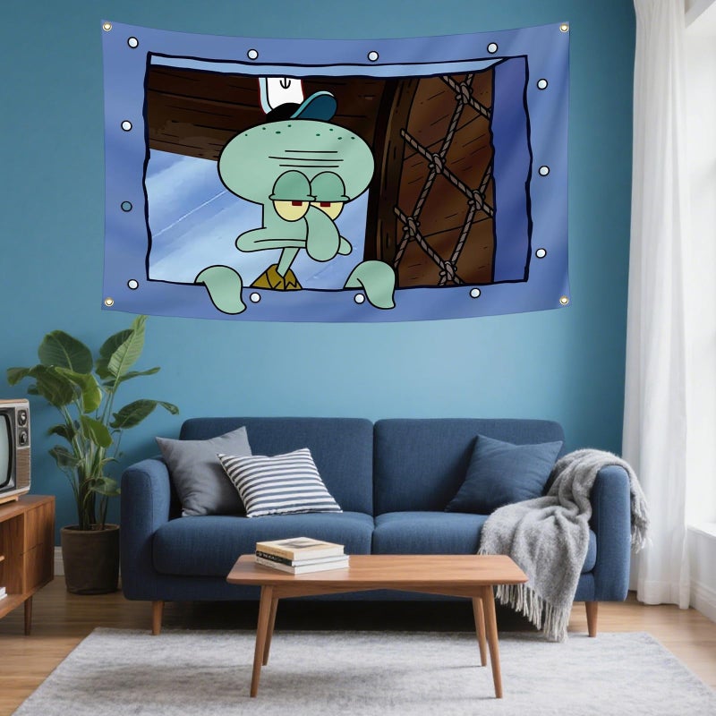 IIDEA Octopus Cartoon Funny Wall Tapestry Flag 5x3 Feet Durable Hanging Meme Banner with Brass Grommets for College Dorm Bedroom Man Caves Outdoor - Image 4