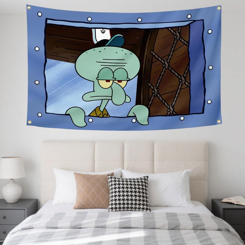 IIDEA Octopus Cartoon Funny Wall Tapestry Flag 5x3 Feet Durable Hanging Meme Banner with Brass Grommets for College Dorm Bedroom Man Caves Outdoor - Image 5